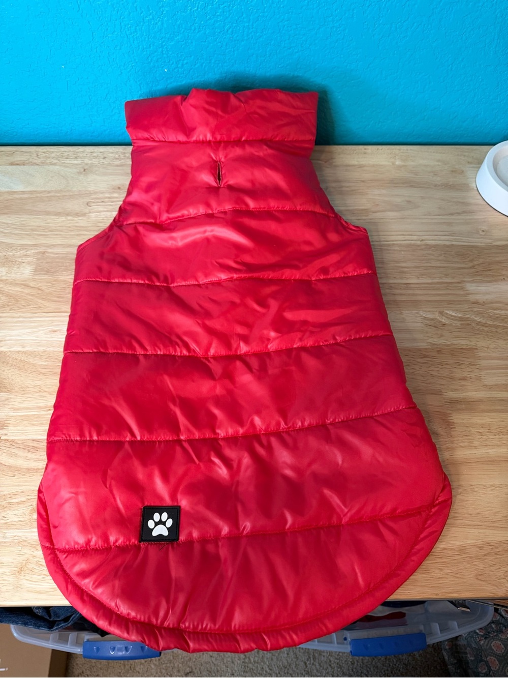 Red Quilted Dog Puffer Vest with‎ Paw Patch, XL